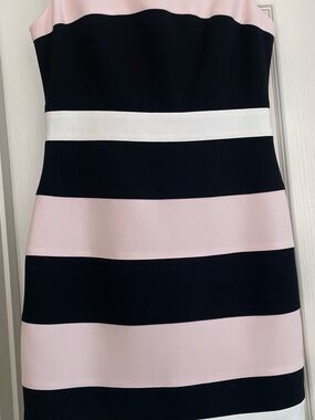 Tommy Hilfiger Black, Light Pink & White Striped Sheath Dress